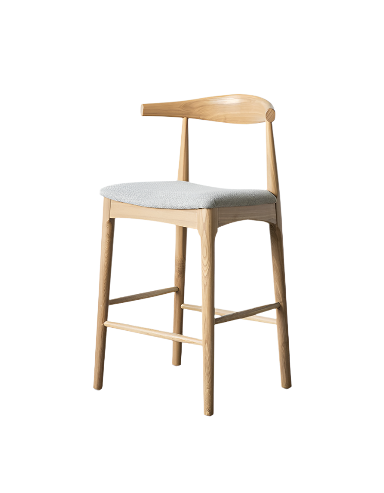 Hans Wegner CH32 Bar Stool, Oak/ Rosewood, Linen