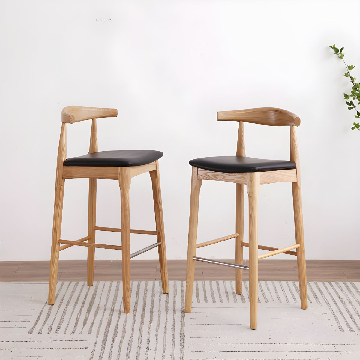 Hans Wegner CH32 Bar Stool, Oak/ Rosewood, Linen