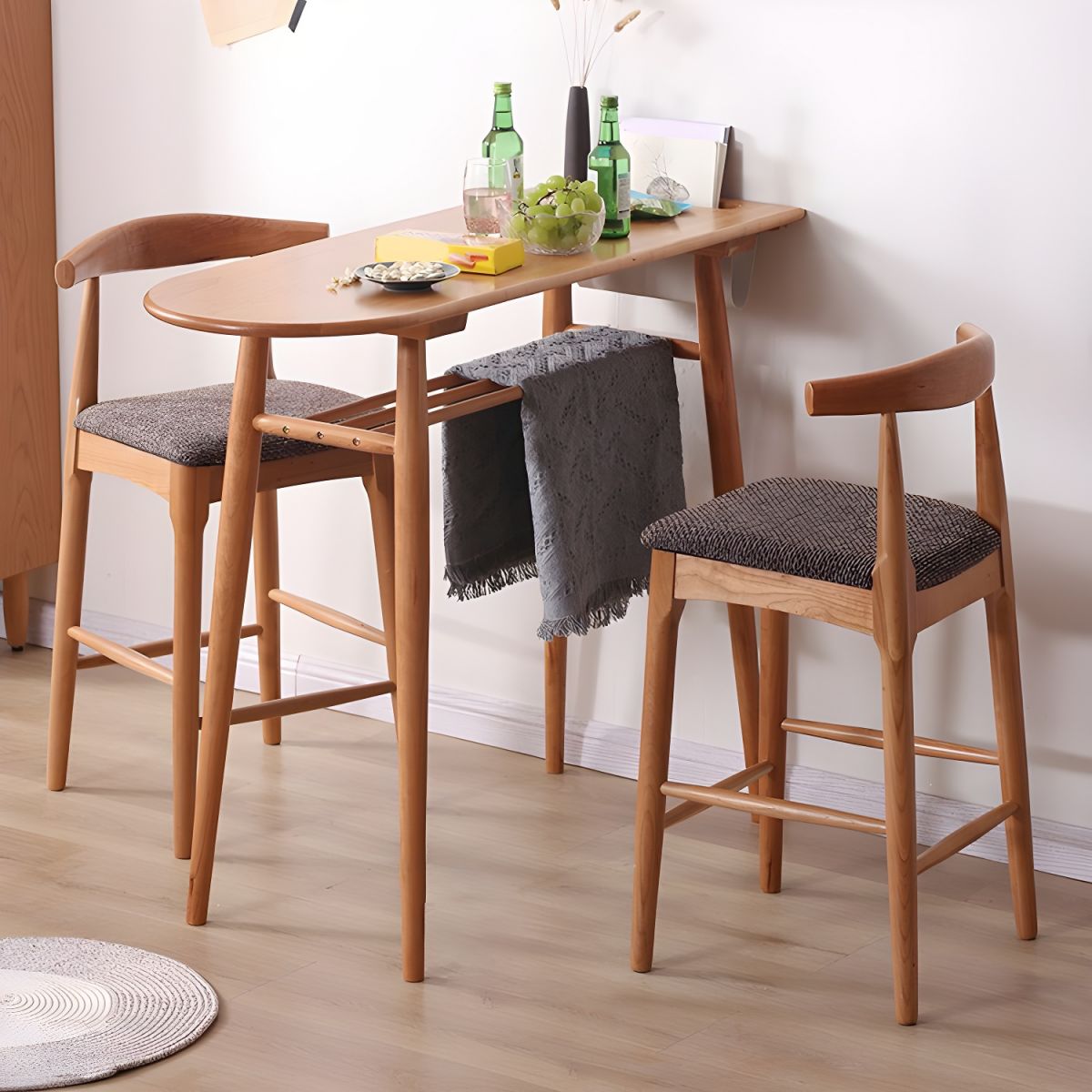 Hans Wegner CH32 Bar Stool, Oak/ Rosewood, Linen
