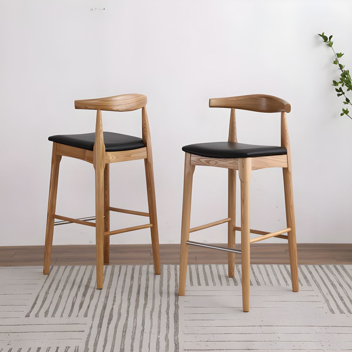 Hans Wegner CH32 Bar Stool, Oak/ Rosewood, Linen