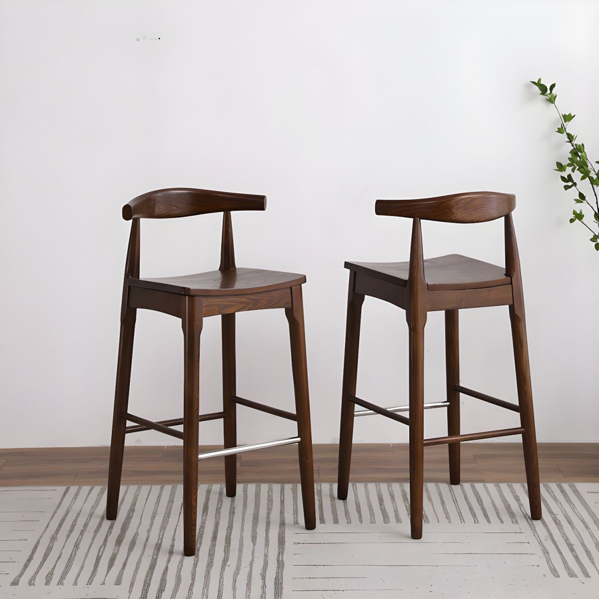 Hans Wegner CH32 Bar Stool, Oak/ Rosewood, Linen