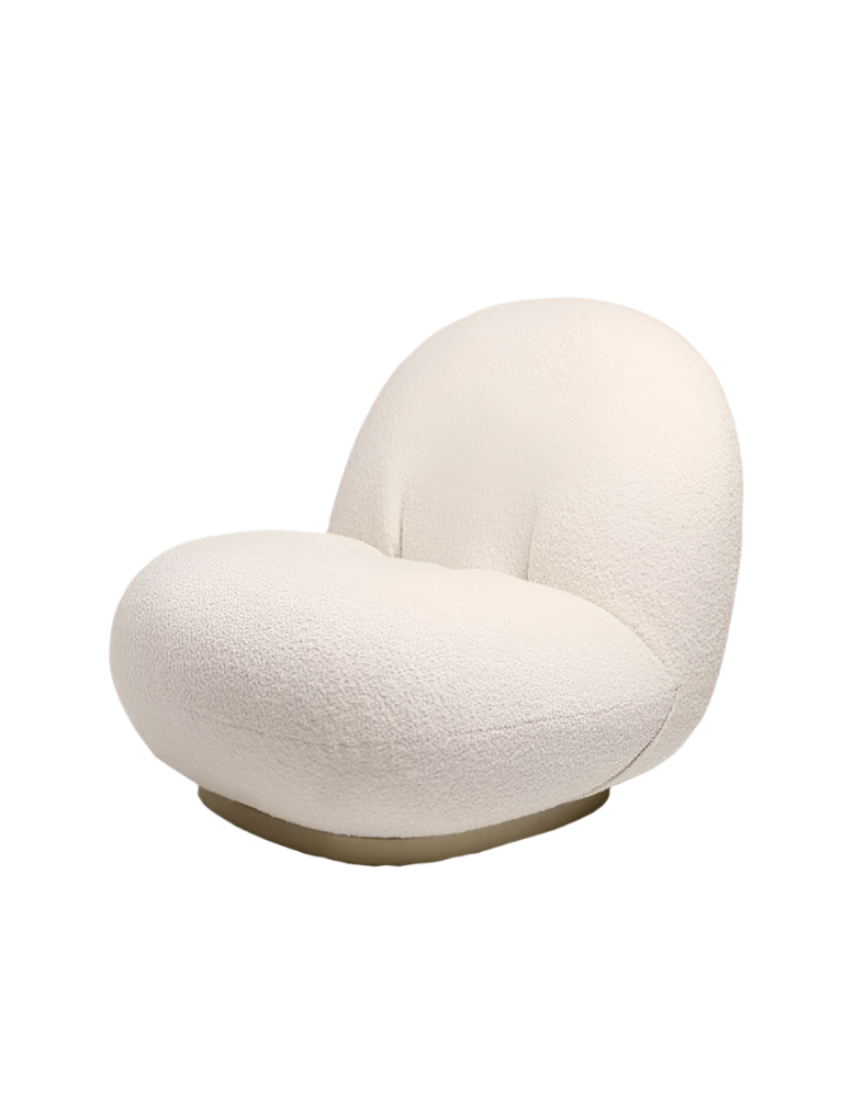 Classic Boucle Pacha Lounge Chair, Gold Base