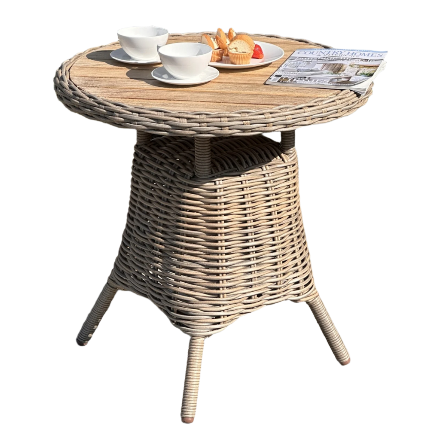 Amalfi Collection Outdoor Bistro Table With Wood Top