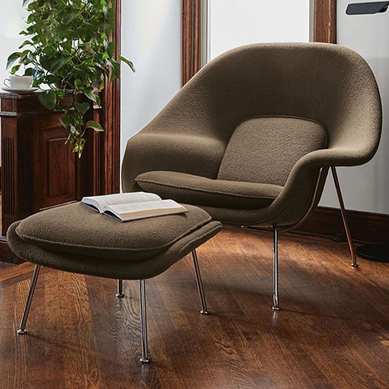 Womb Style Chair & Ottoman In Premium Velvet or Cashmere, White| DC Concept
