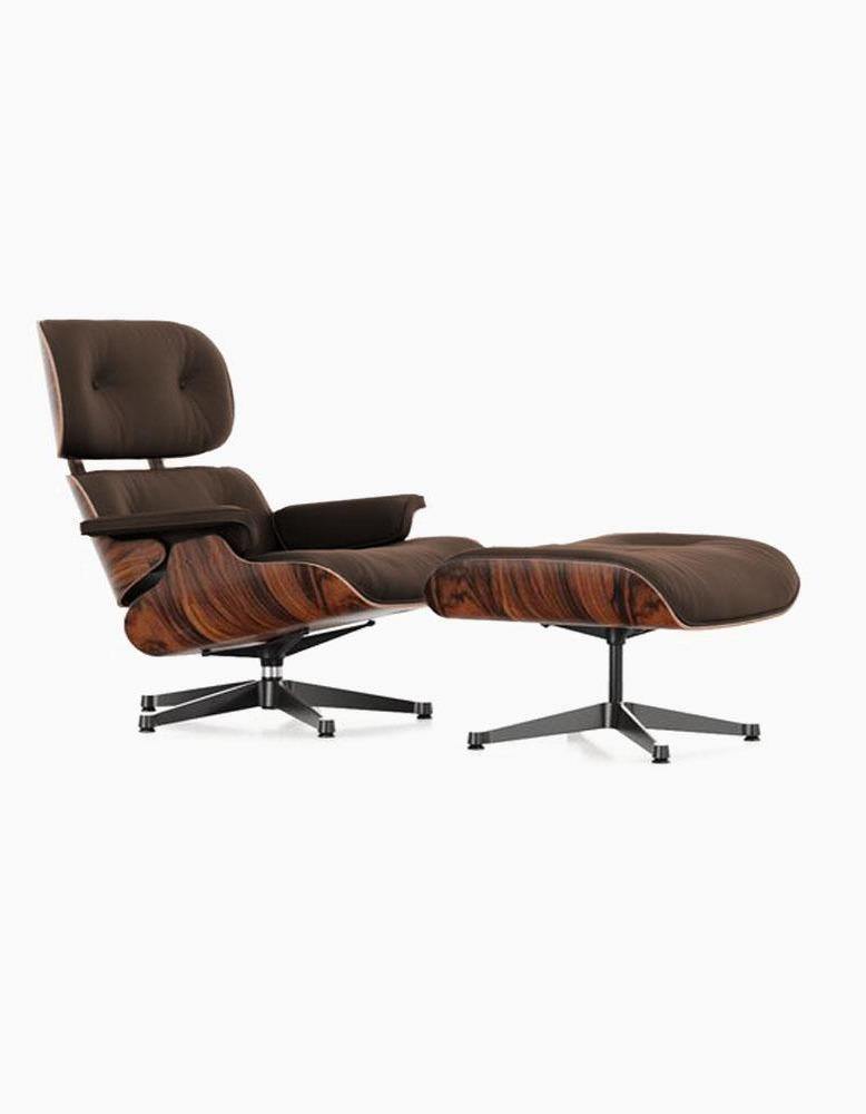 Classical Design EM Lounge Chair And Ottoman, Walnut/ Black Leather| DC Concept