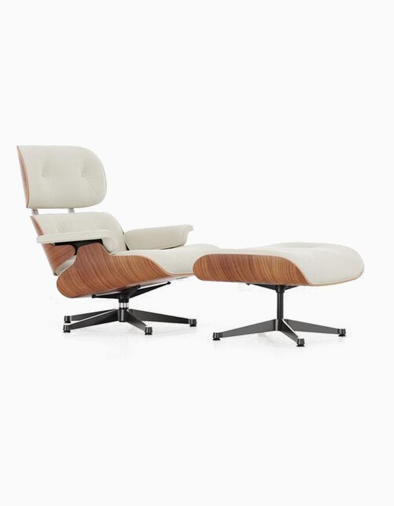 Classical Design EM Lounge Chair And Ottoman, Walnut/ Black Leather| DC Concept