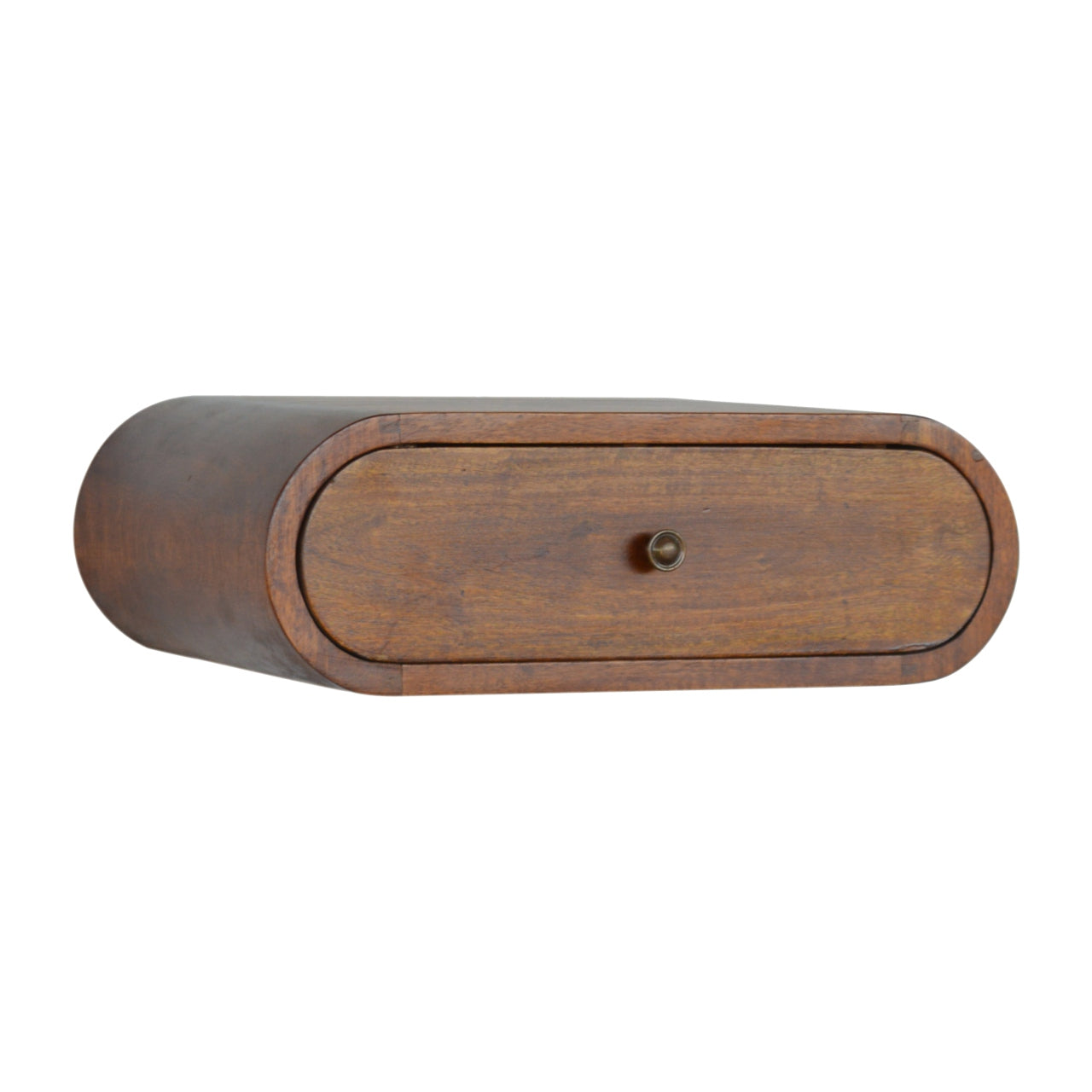 Wall Mounted Rounded Bedside Table in Chestnut Finish