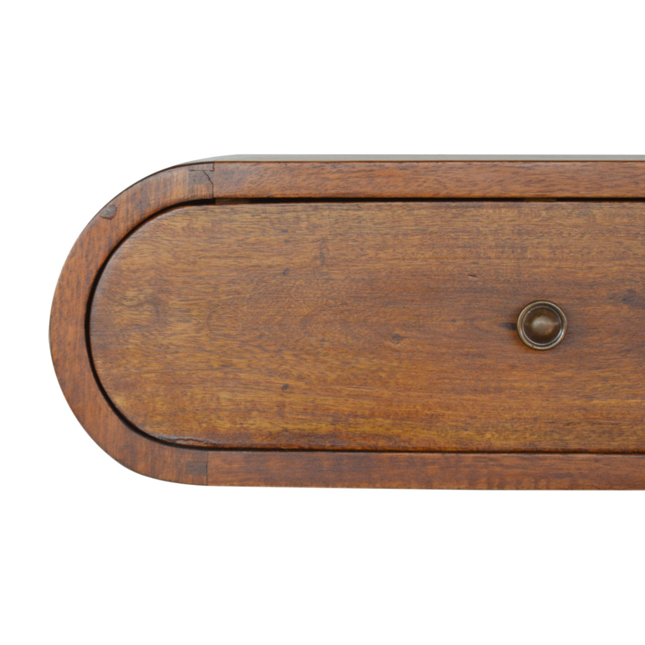 Wall Mounted Rounded Bedside Table in Chestnut Finish