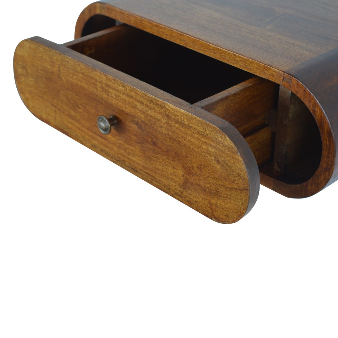 Wall Mounted Rounded Bedside Table in Chestnut Finish