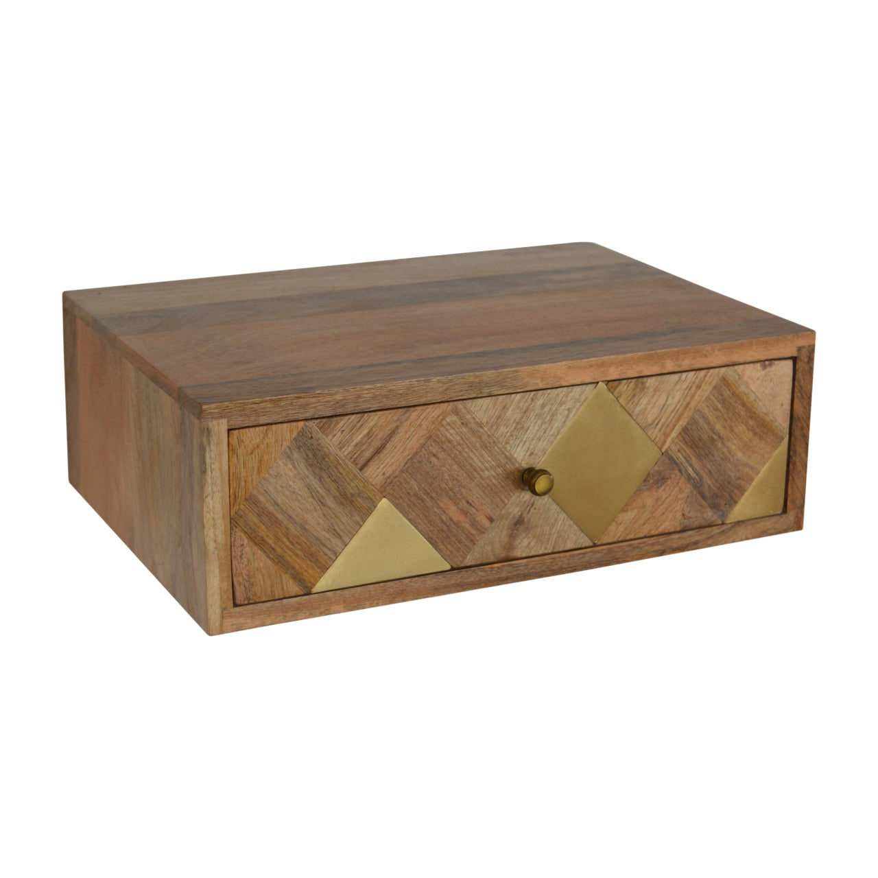 Wall Mounted Brass Inlay Bedside Table
