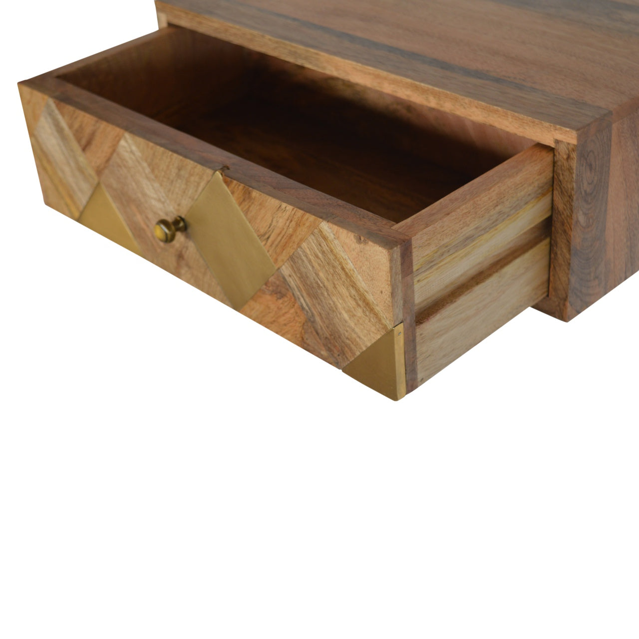 Wall Mounted Brass Inlay Bedside Table