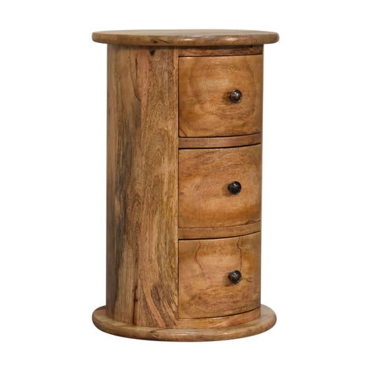 Oak-ish Drum Chest Of Drawers