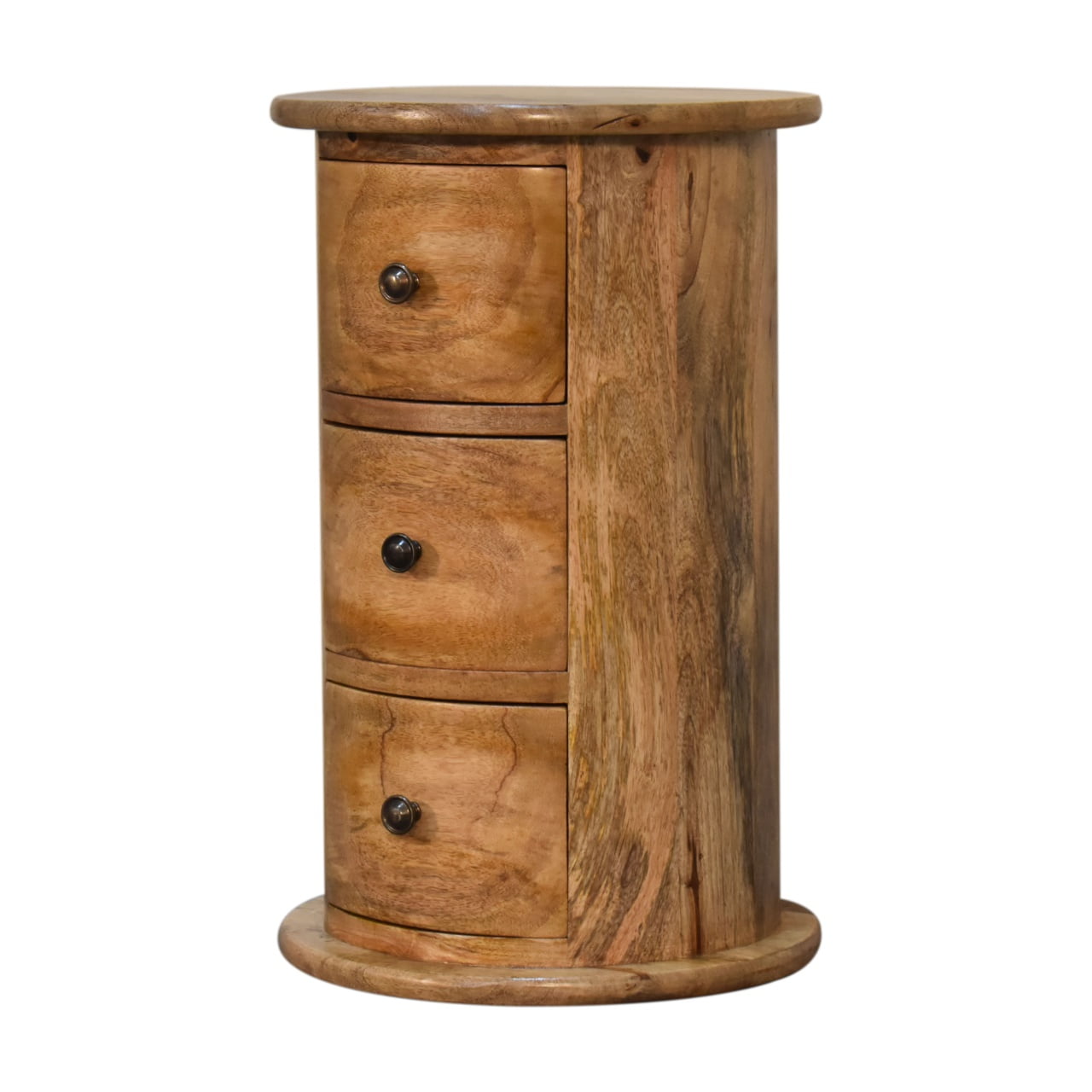 Oak-ish Drum Chest Of Drawers