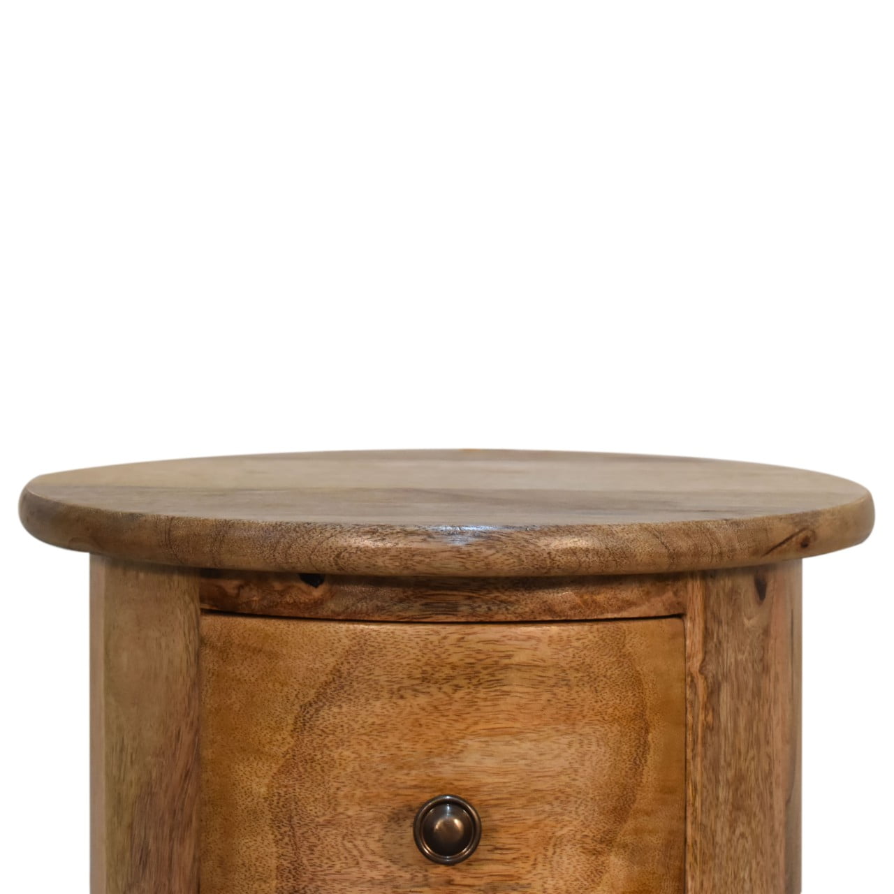 Oak-ish Drum Chest Of Drawers