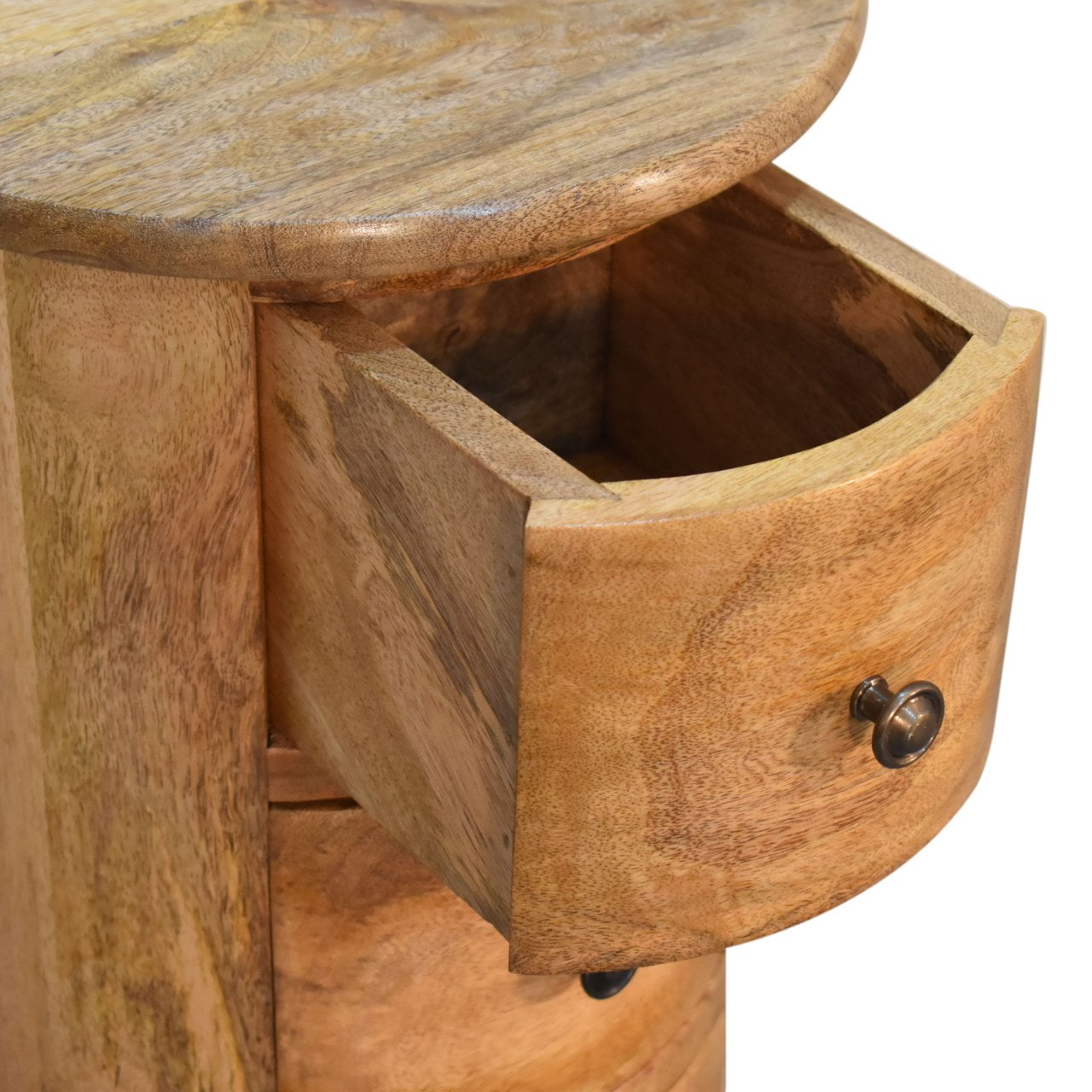 Oak-ish Drum Chest Of Drawers