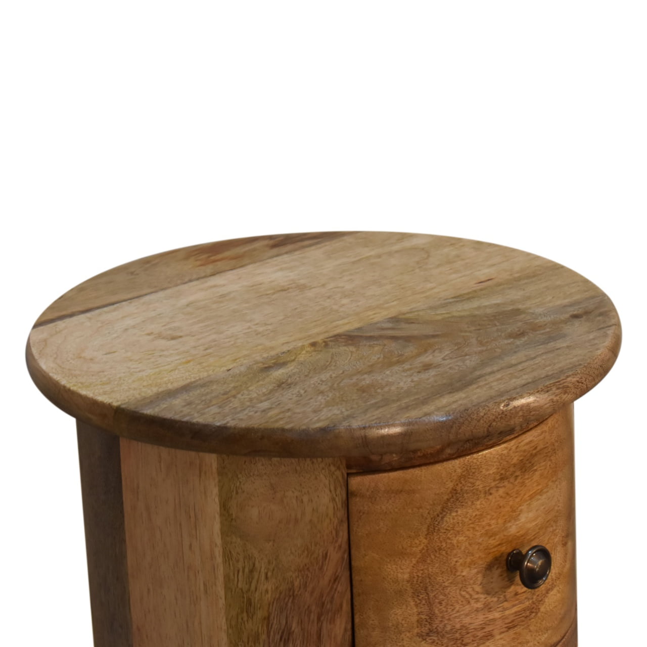 Oak-ish Drum Chest Of Drawers