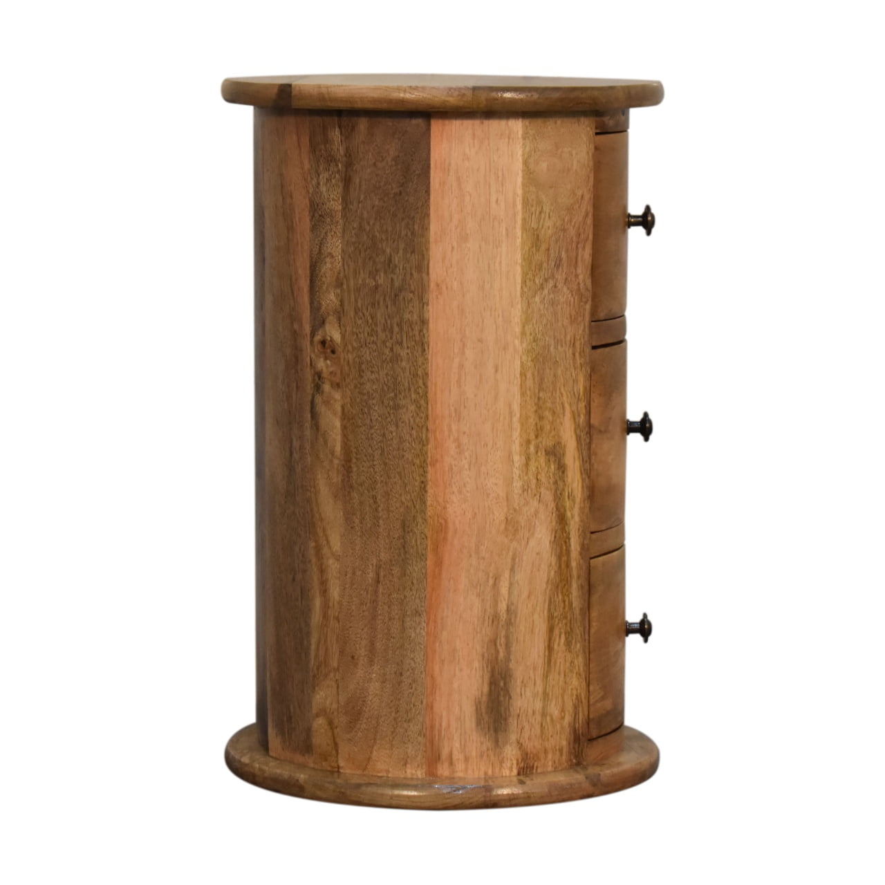 Oak-ish Drum Chest Of Drawers