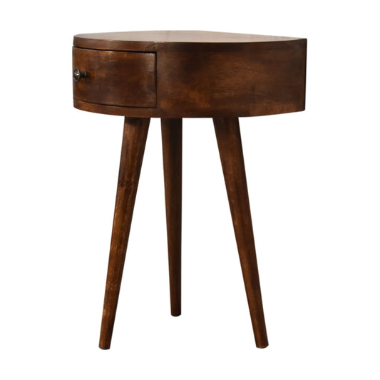 Semi Circle Bedside Table in Chestnut Finish