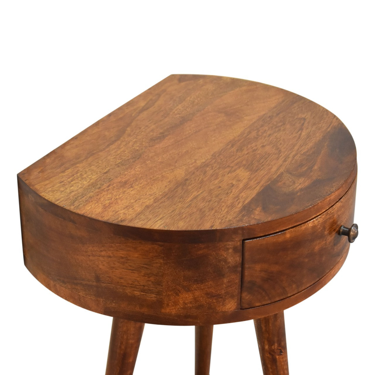 Semi Circle Bedside Table in Chestnut Finish