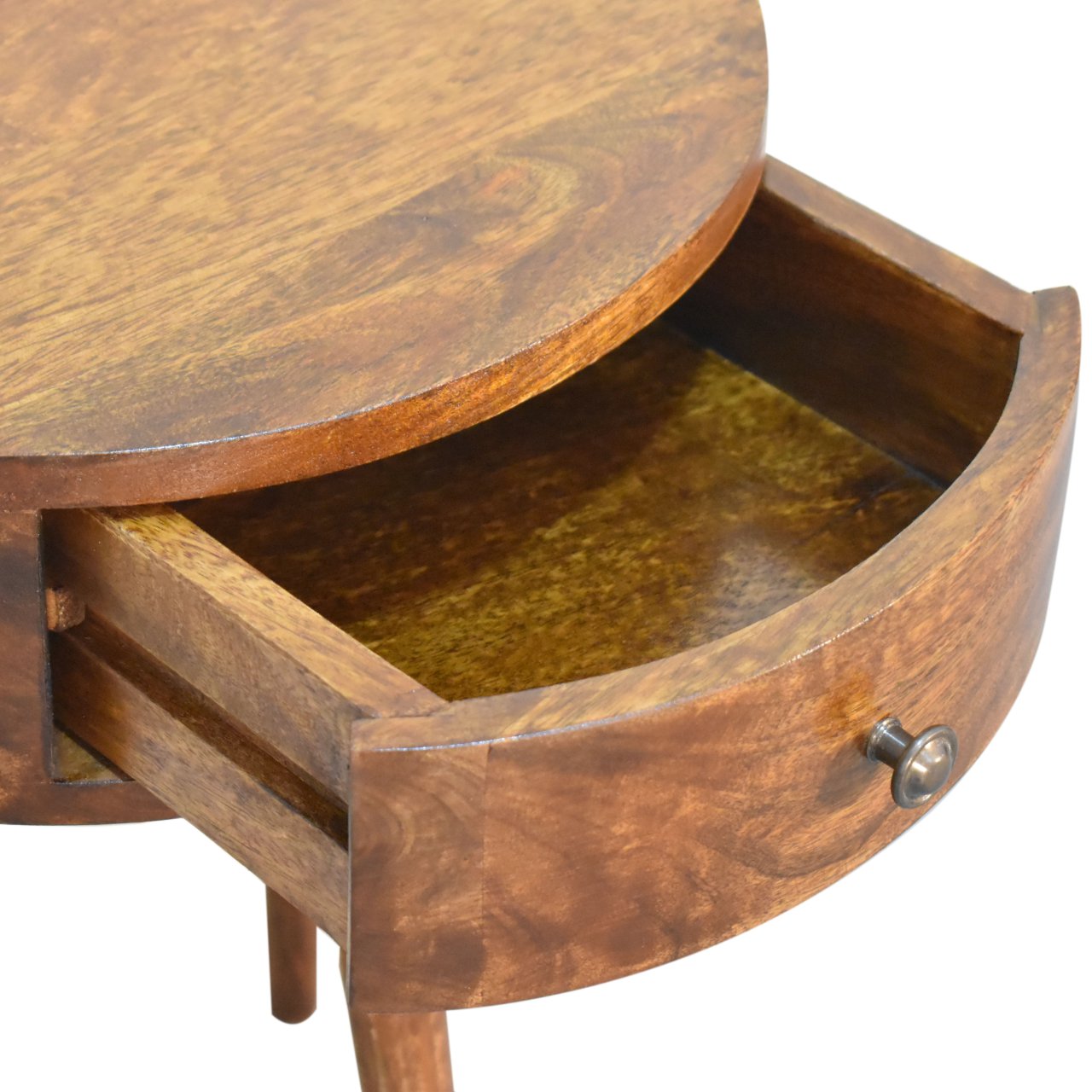 Semi Circle Bedside Table in Chestnut Finish