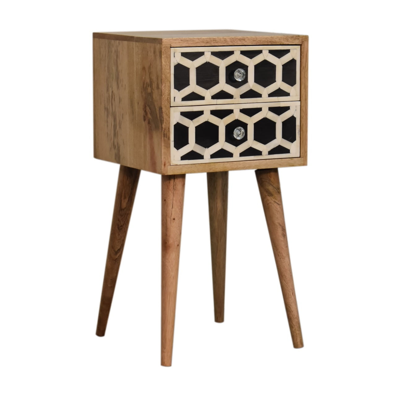 Bone Inlay 2 Drawer Mini Bedside Table