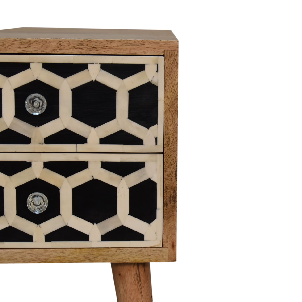 Bone Inlay 2 Drawer Mini Bedside Table
