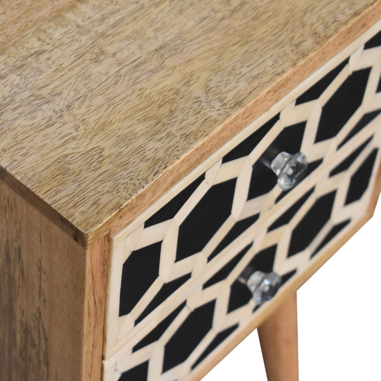 Bone Inlay 2 Drawer Mini Bedside Table
