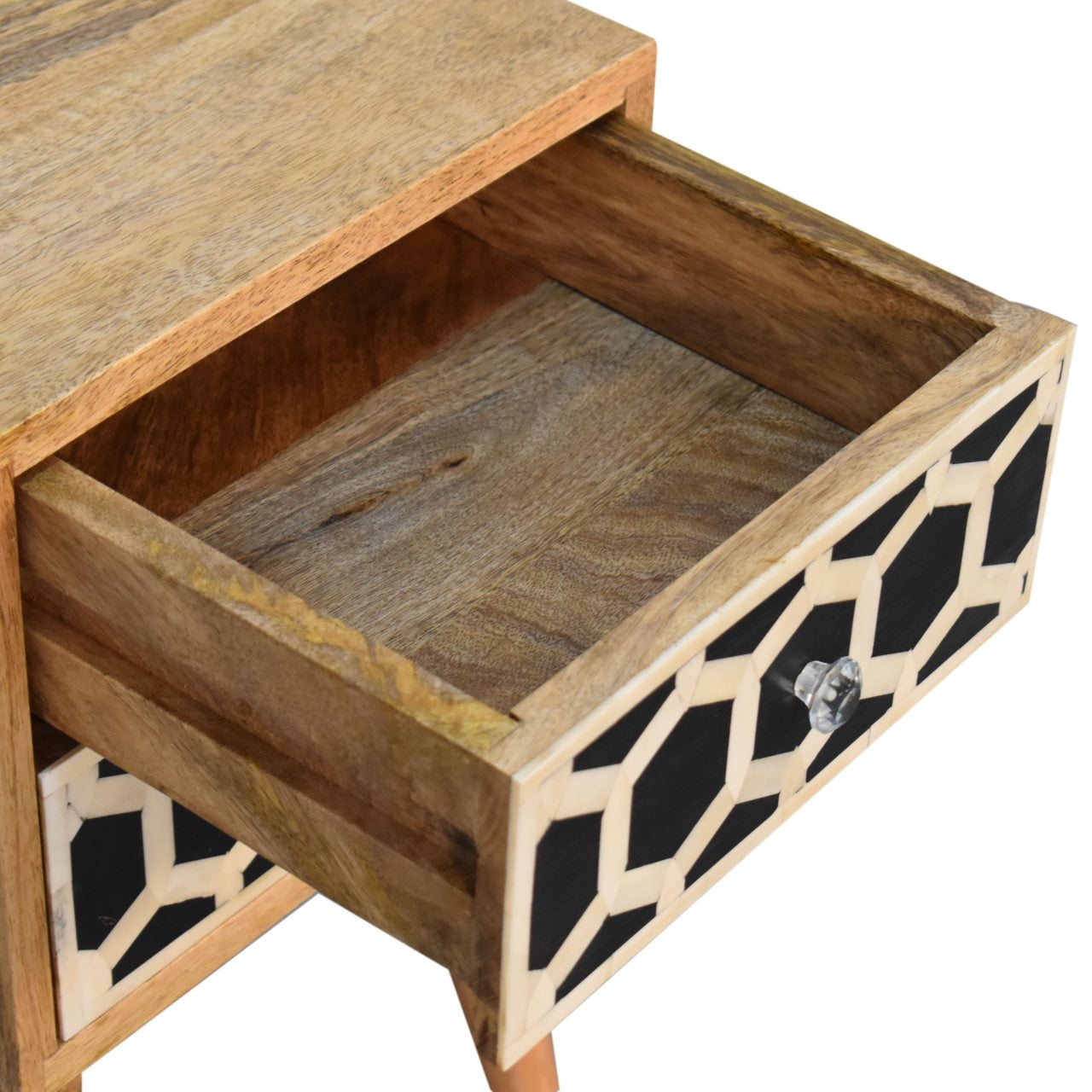 Bone Inlay 2 Drawer Mini Bedside Table