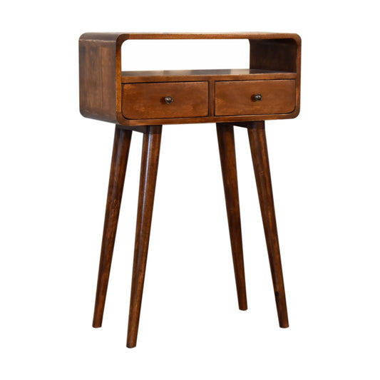 Gridley - Mini Console Table in Chestnut Finish