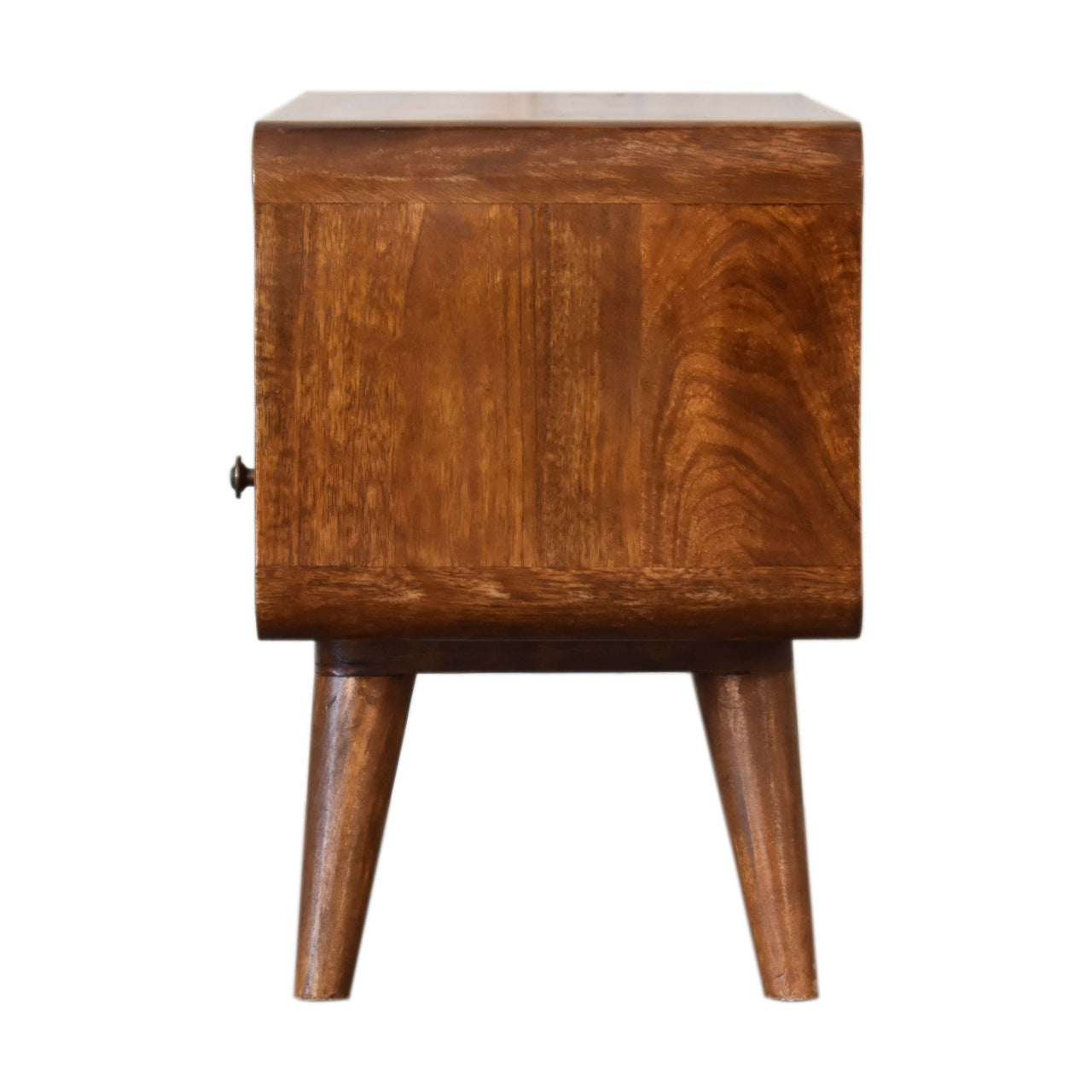 Rounded Media Unit with 2 Drawers in Chestnut Finish