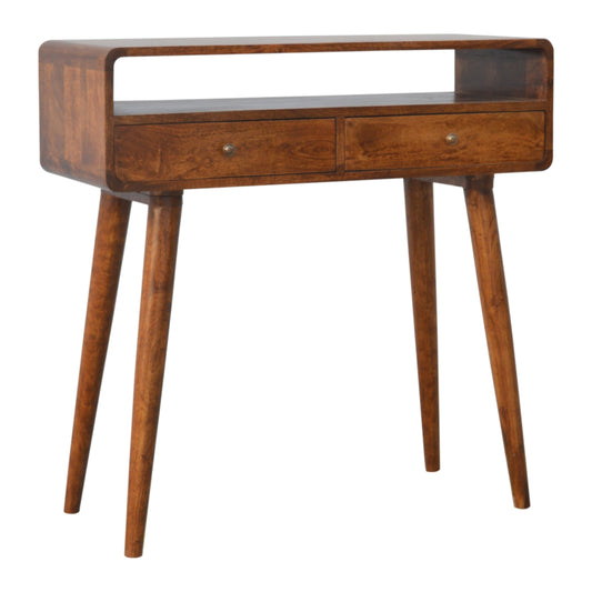 Rounded Chestnut Console Table