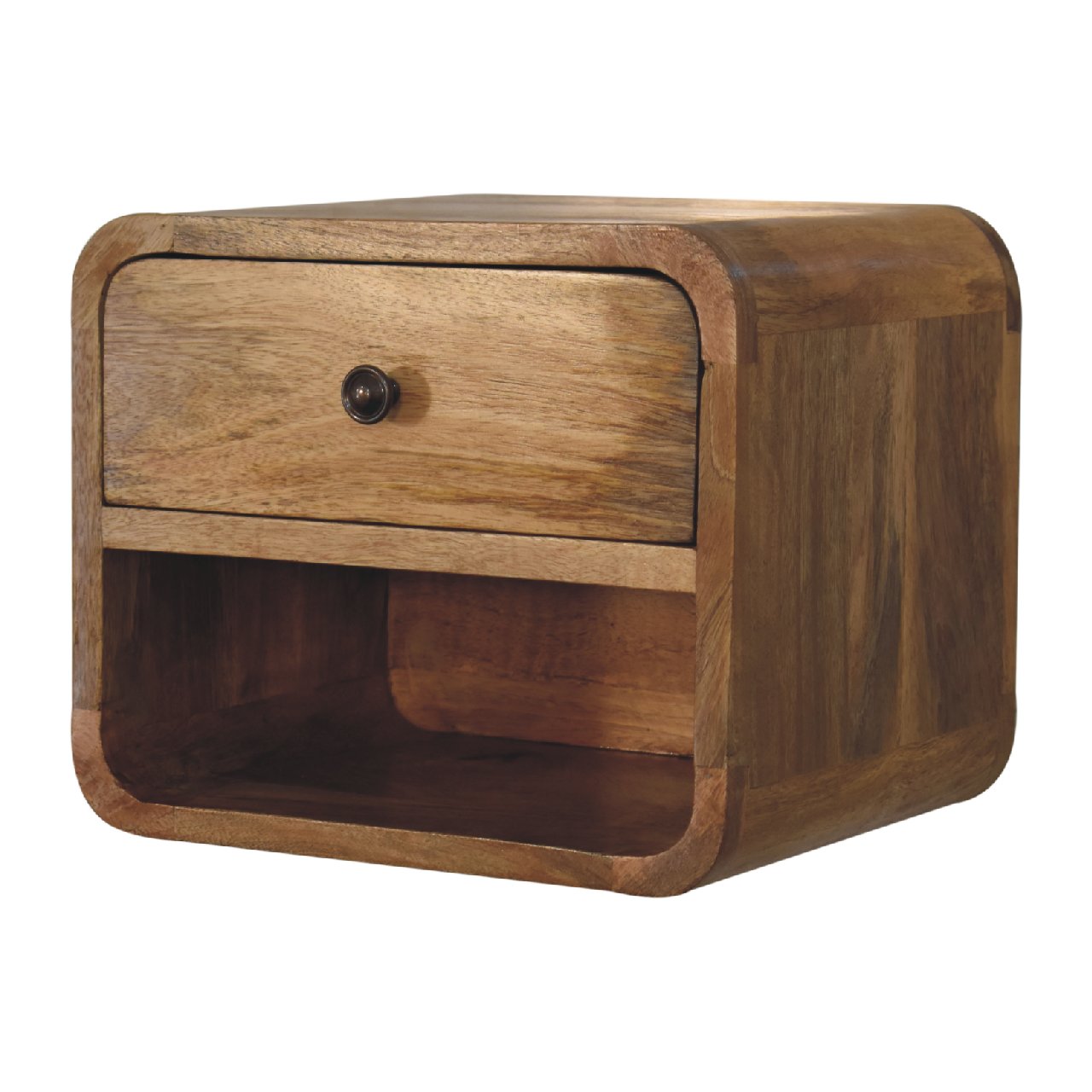 Floating Open Bedside Table in Oak-ish Finish