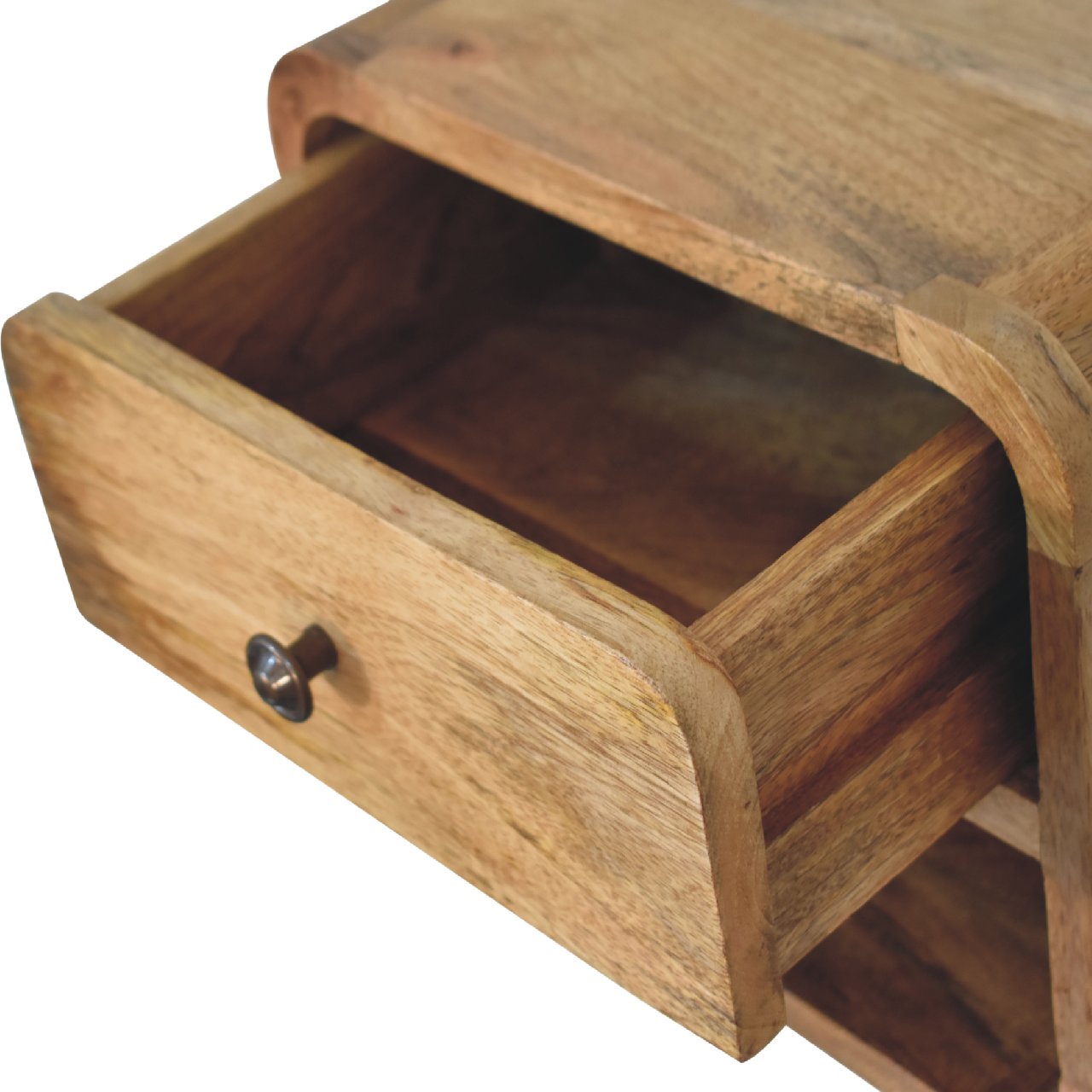 Floating Open Bedside Table in Oak-ish Finish