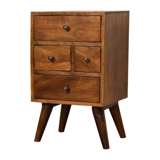 4 Drawer Bedside Table in Chestnut Finish