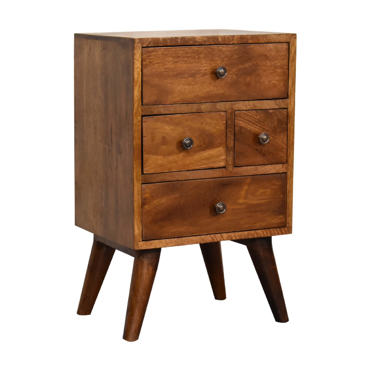 4 Drawer Bedside Table in Chestnut Finish