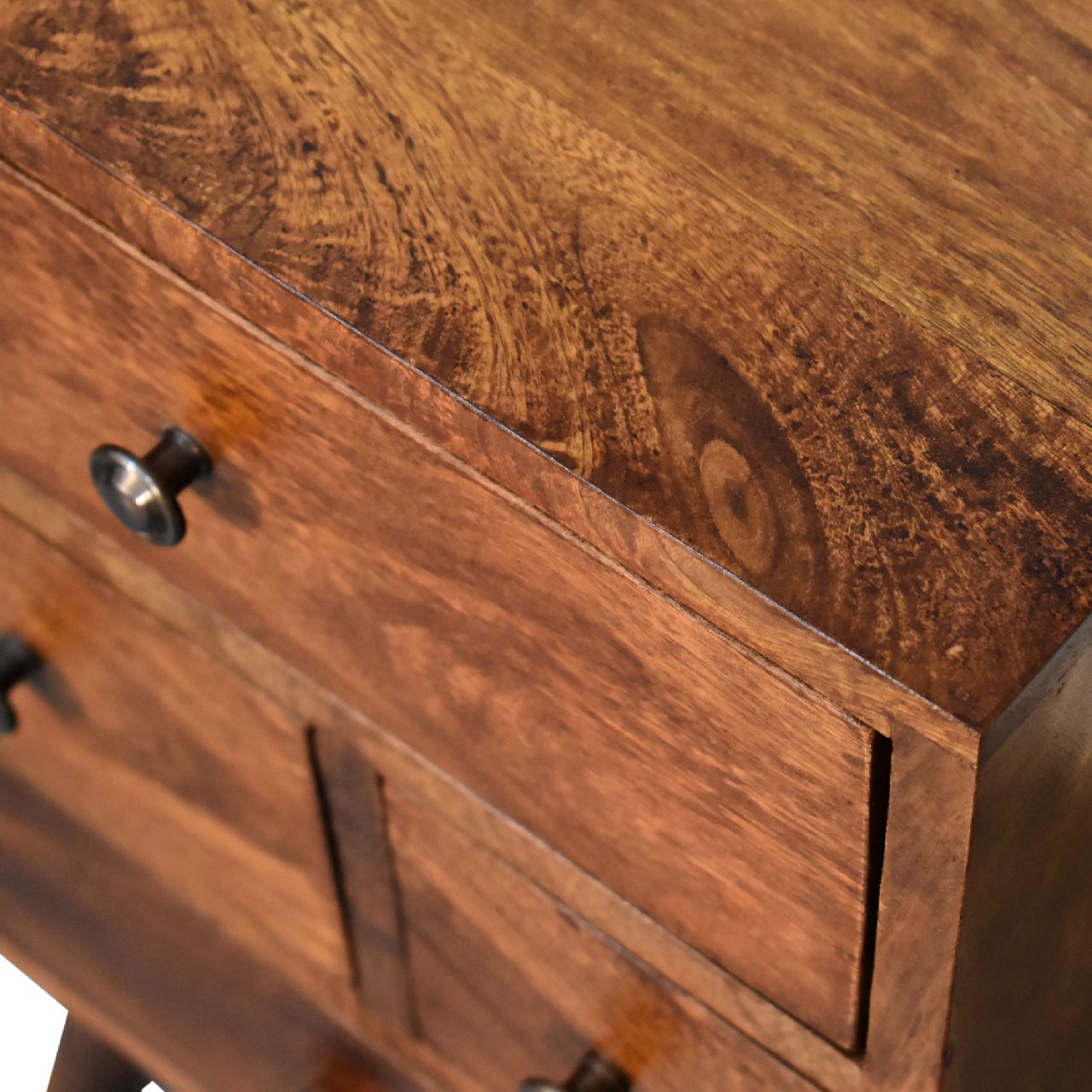 4 Drawer Bedside Table in Chestnut Finish