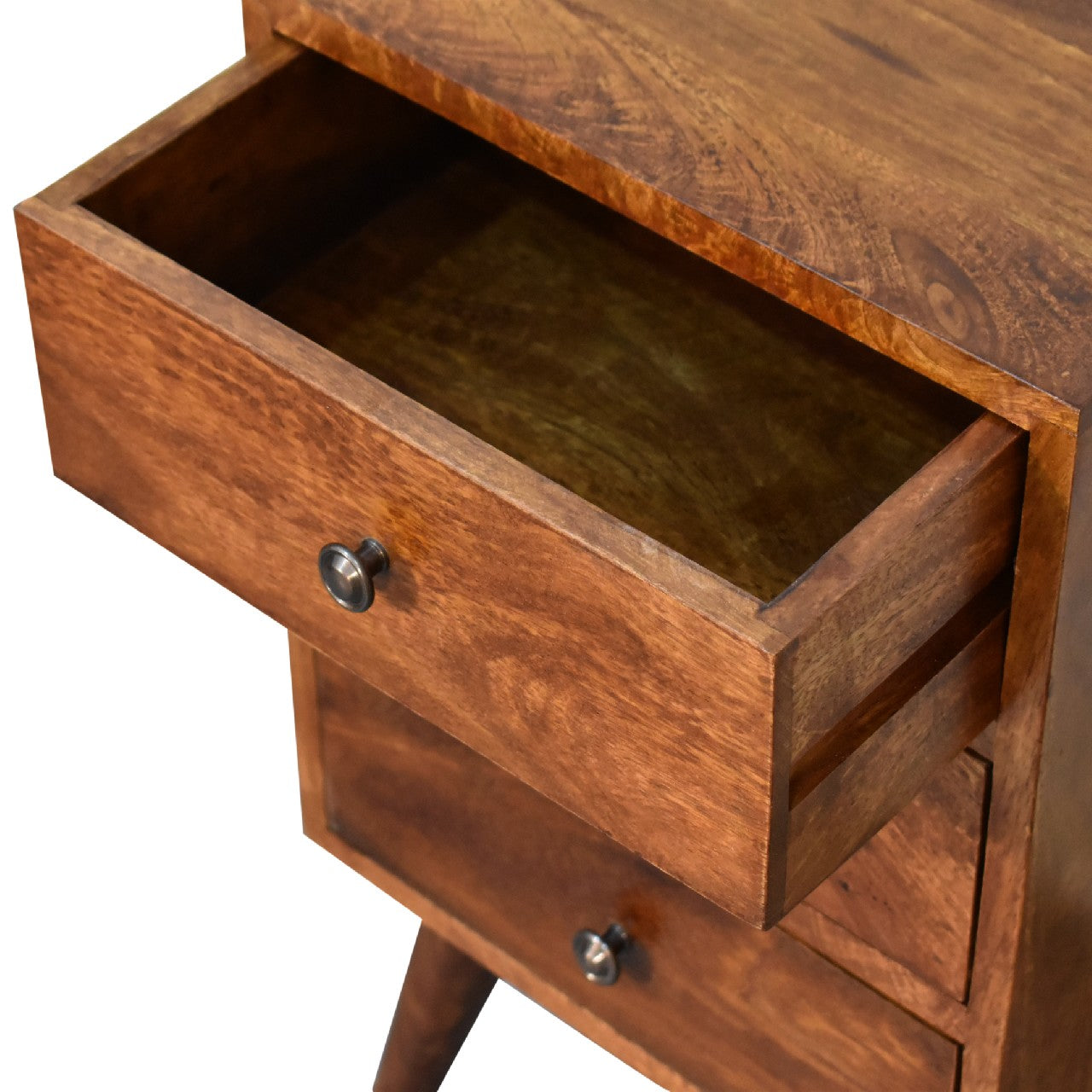 4 Drawer Bedside Table in Chestnut Finish