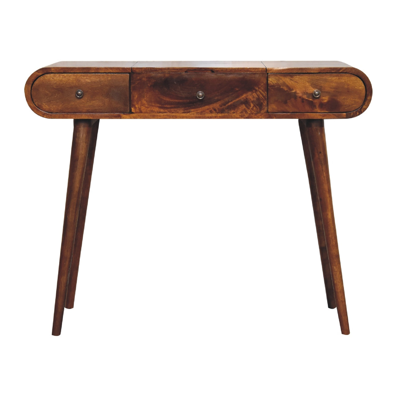 Foldable Mirror Dressing Table in Chestnut Finish