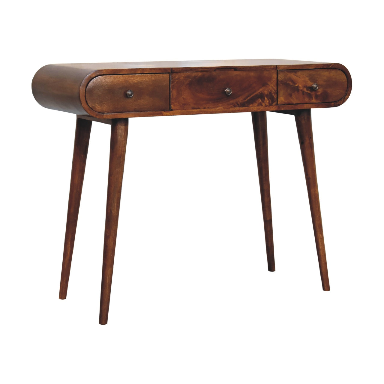 Foldable Mirror Dressing Table in Chestnut Finish