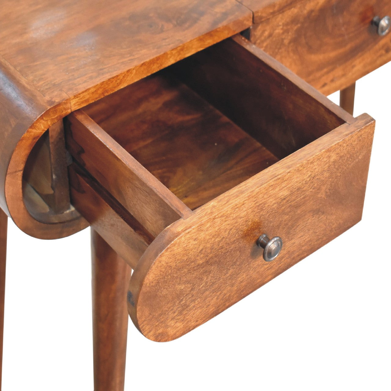 Foldable Mirror Dressing Table in Chestnut Finish