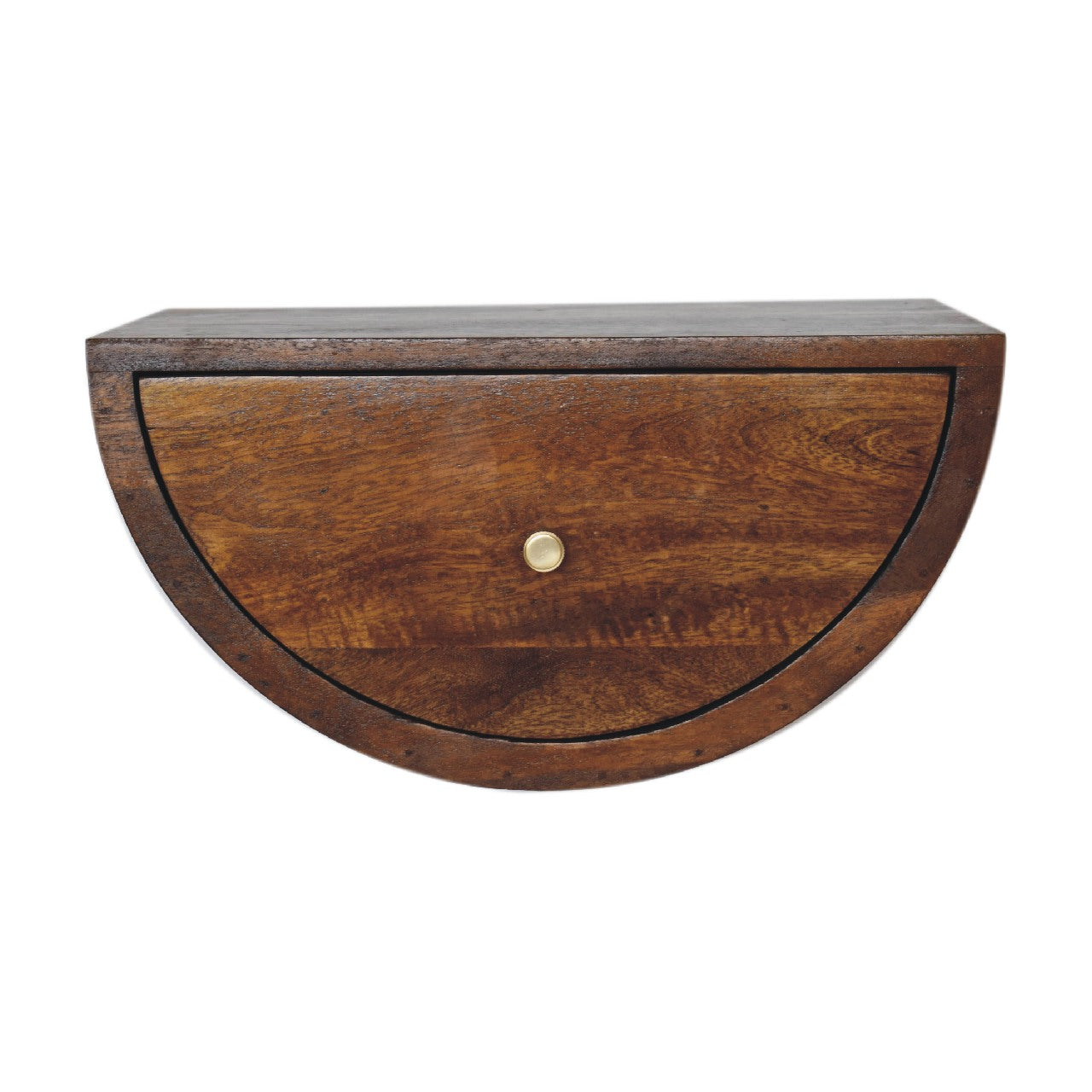 Crescent Floating Bedside Table in Chestnut Finish
