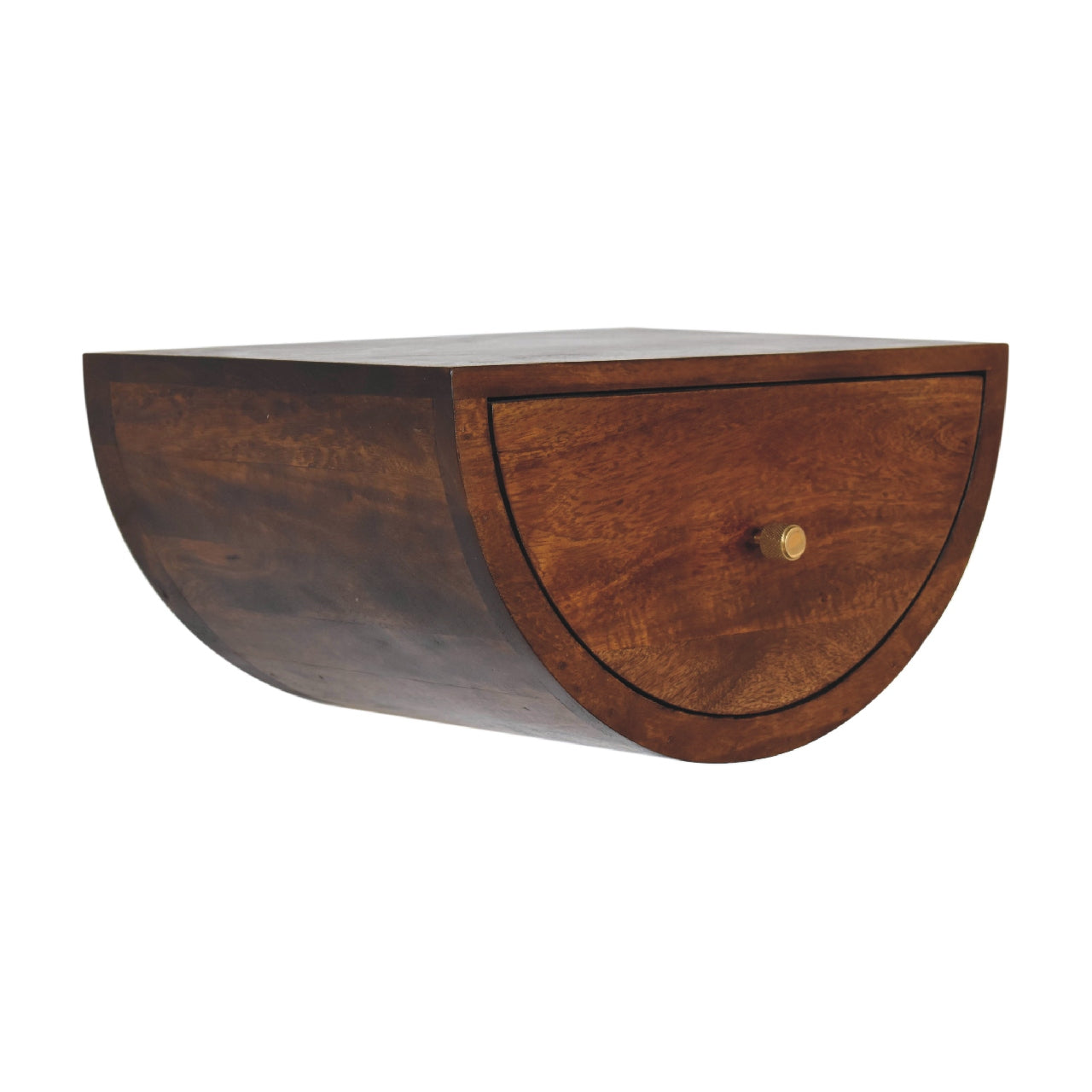 Crescent Floating Bedside Table in Chestnut Finish