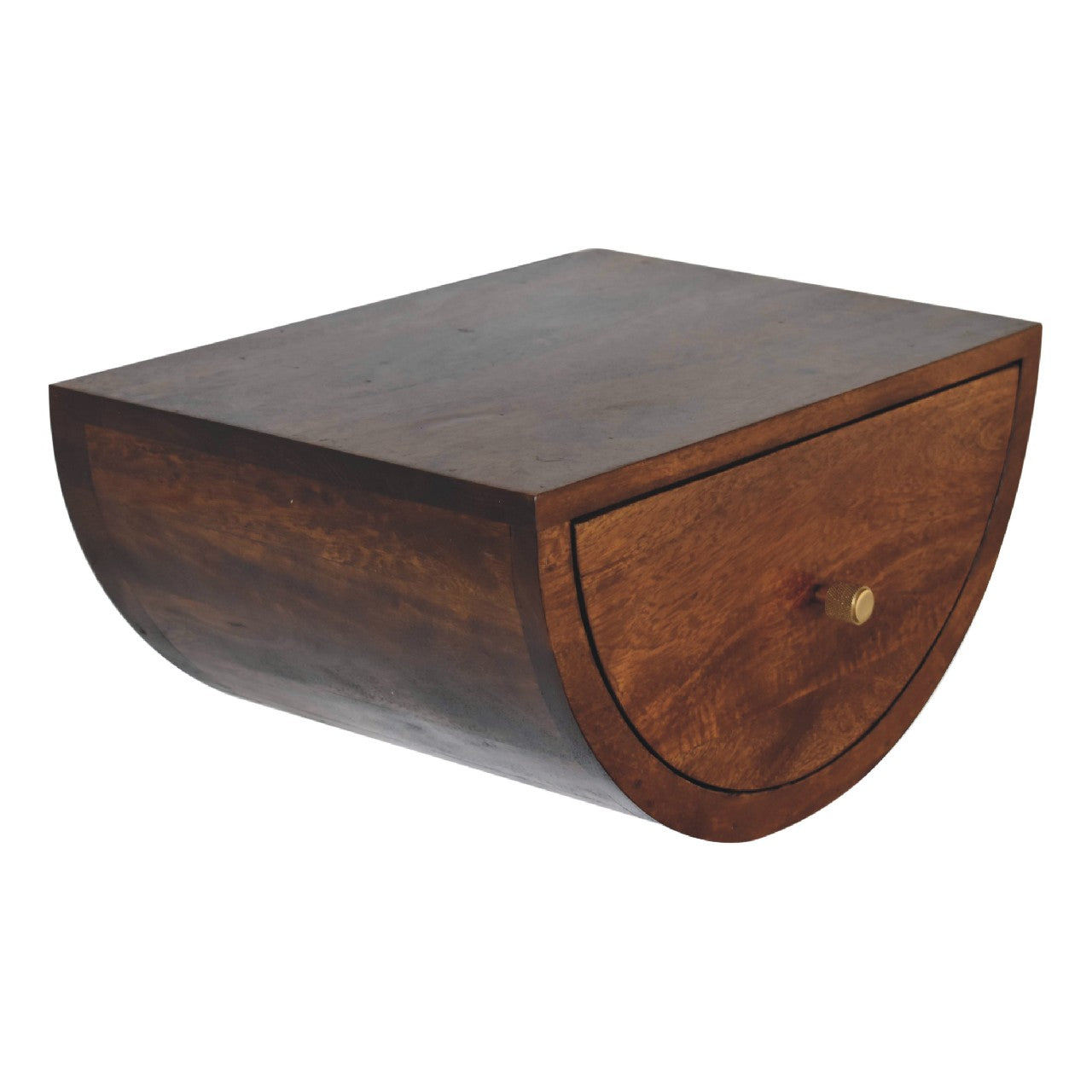 Crescent Floating Bedside Table in Chestnut Finish