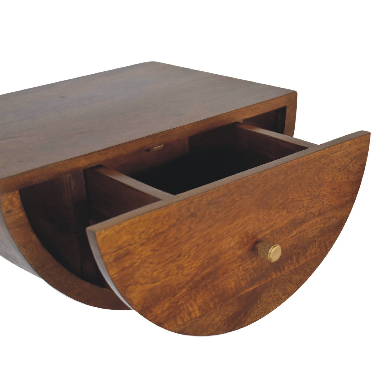 Crescent Floating Bedside Table in Chestnut Finish
