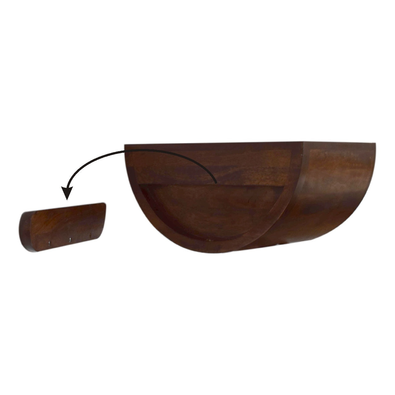 Crescent Floating Bedside Table in Chestnut Finish