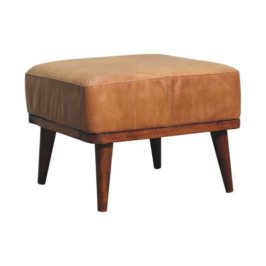 The Thorne Buffalo Leather Tan Footstool