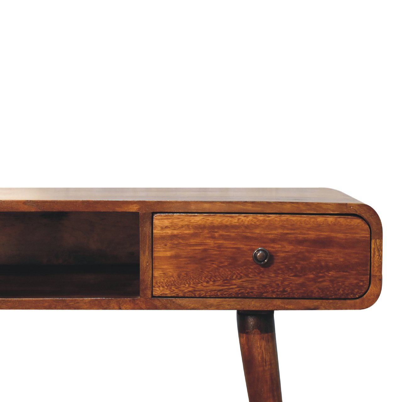 Rounded Scandinvian Writing Desk in Chestnut Finish