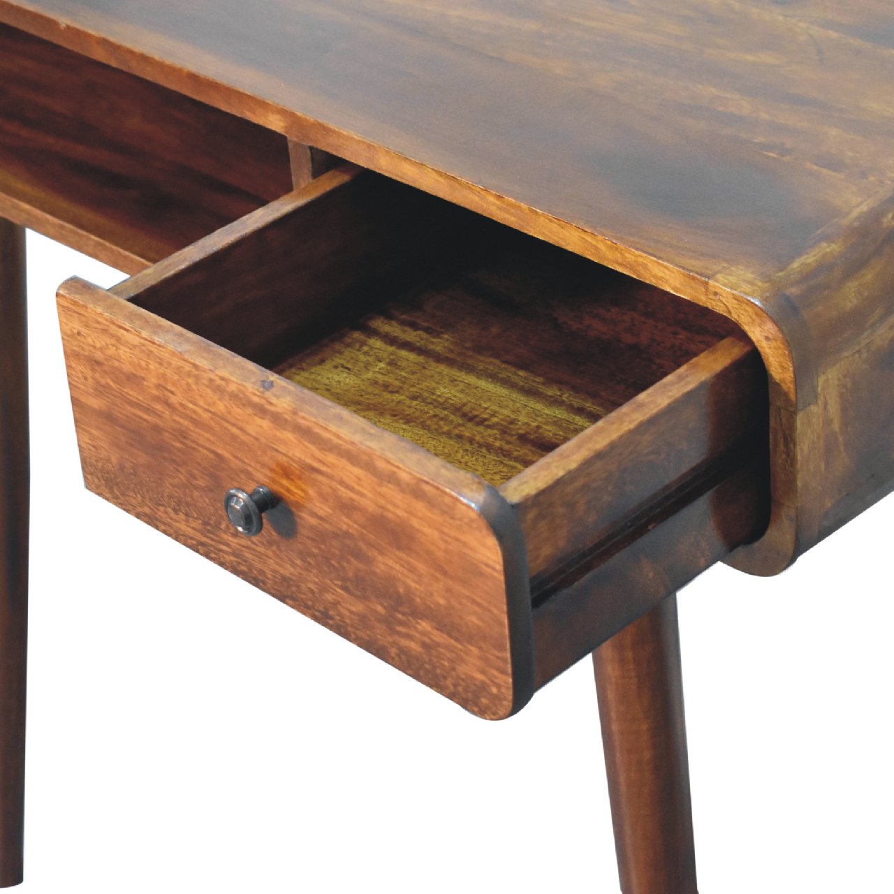 Rounded Scandinvian Writing Desk in Chestnut Finish
