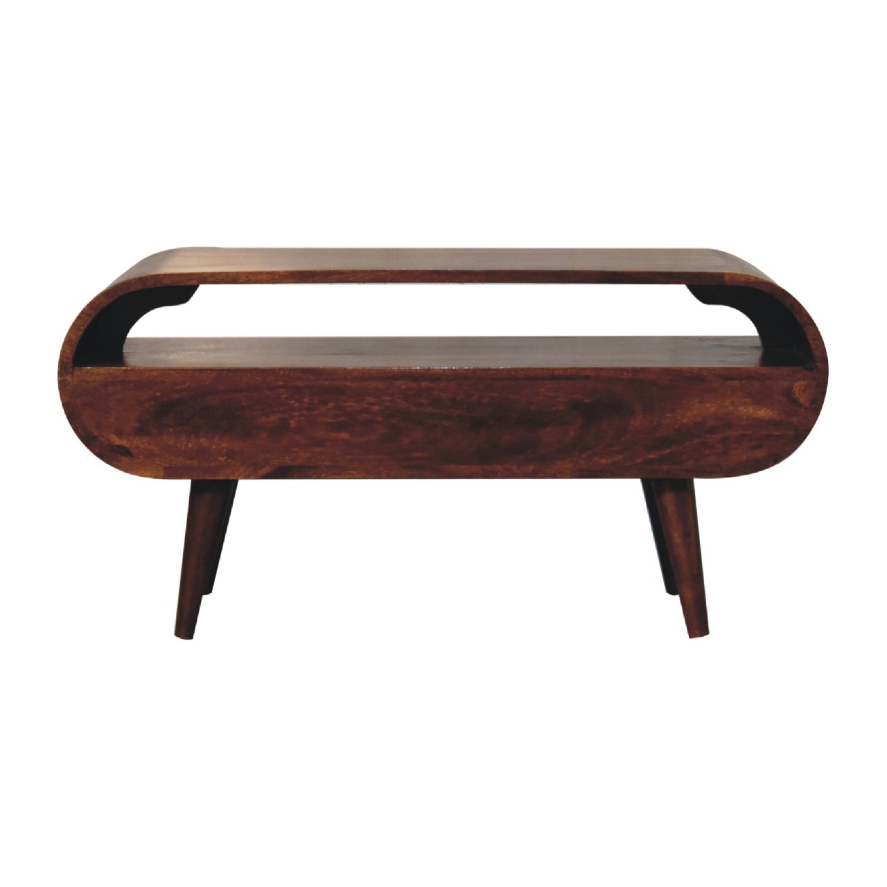 Oura - Circular TV Stand in Chestnut Finish