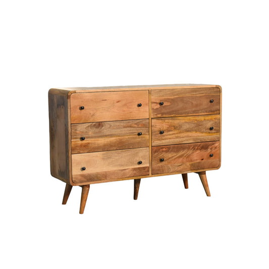 Soren - Large Rounded Chest of Drawers in Oak-like Finish